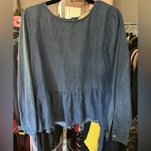 LOFT sz S denim chambray blouse top